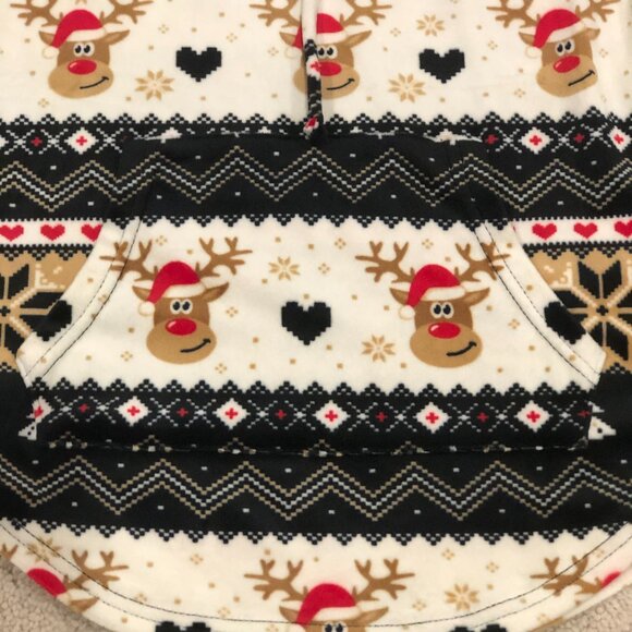 No Boundaries Women's Christmas Reindeer Plush Pullover Hoodie - Picture 2 of 14